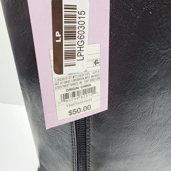 Wild Diva Black Knee-High Buckle Boots Size 11 With Side Zipper Faux Leather - Picture 8 of 9